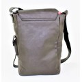9002B - GREY LEATHER (PU) WINE BAG WITH (IT'S WINE TIME) MONOGRAMMED